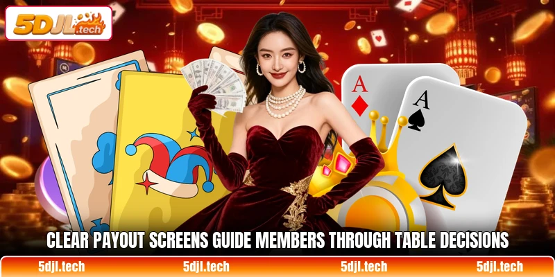 Clear payout screens guide members through table decisions