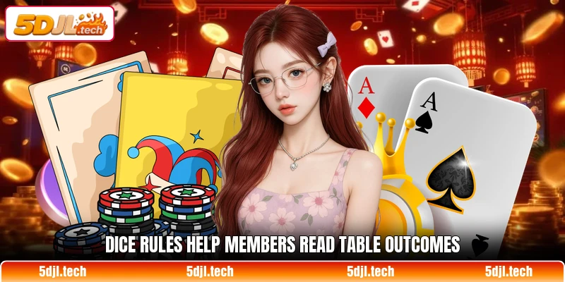 Dice rules help members read table outcomes