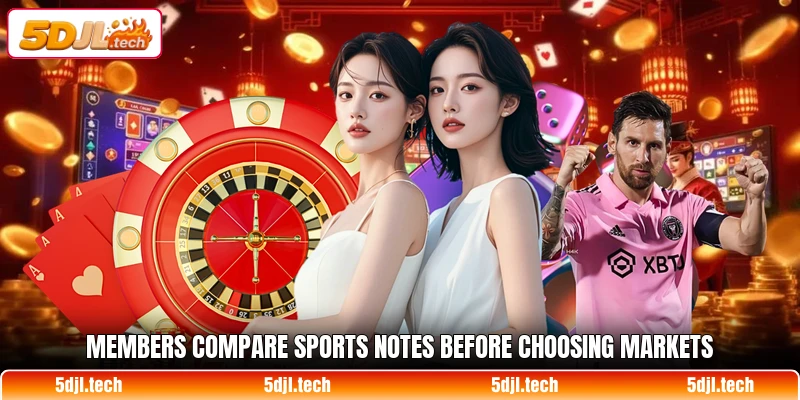 Members compare sports notes before choosing markets