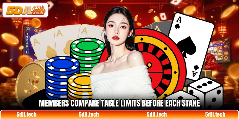 Members compare table limits before each stake