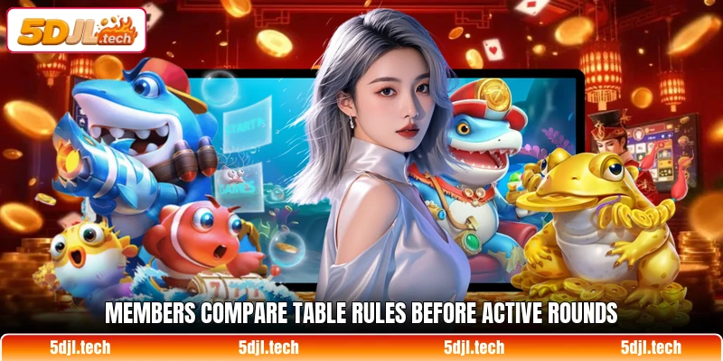 Members compare table rules before active rounds Members compare table rules before active rounds