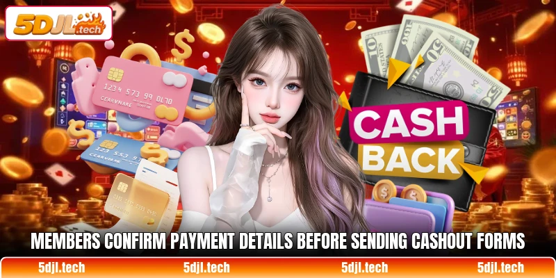 Members confirm payment details before sending cashout forms