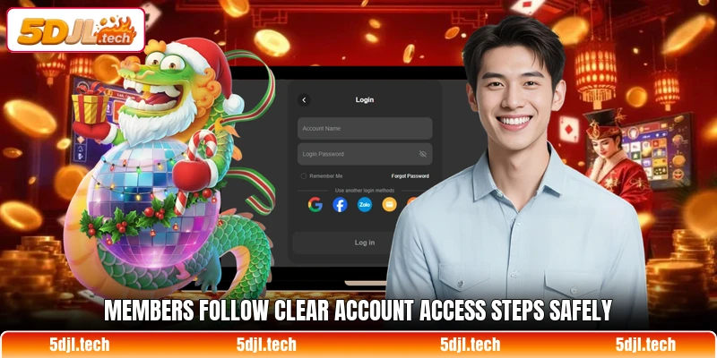 Members follow clear account access steps safely