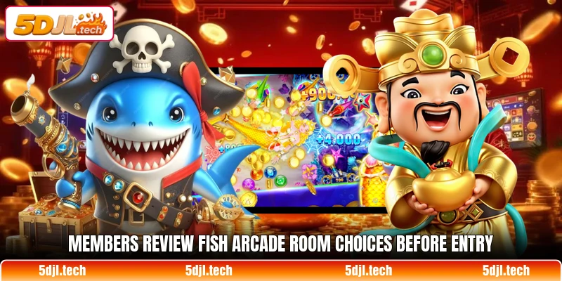 Members review Fish arcade room choices before entry