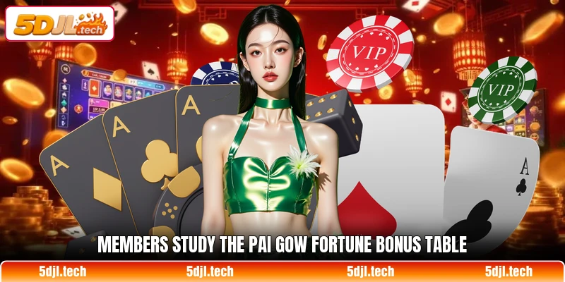 Members study the pai gow fortune bonus table