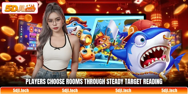 Players choose rooms through steady target reading