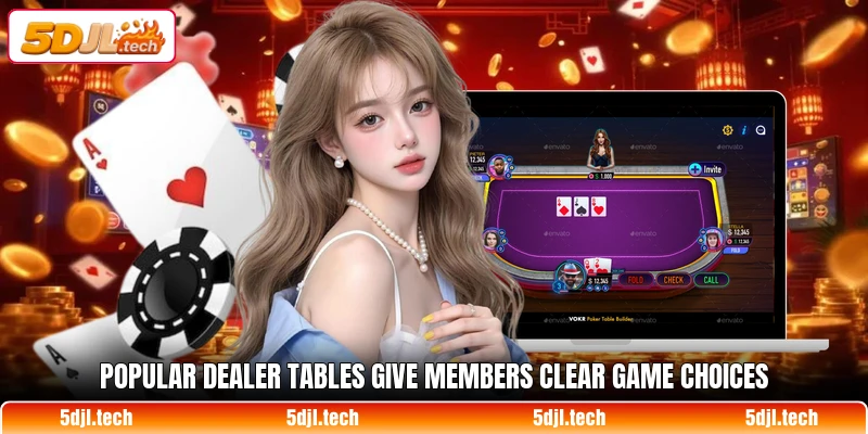 Popular dealer tables give members clear game choices